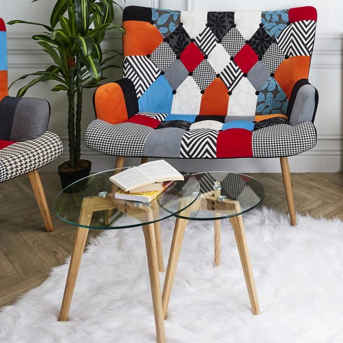 Home Deco Factory Juego de 2 Mesas Redondas de Cristal para Salón 5