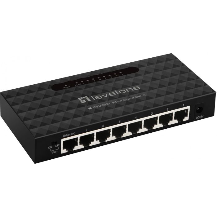 Level One GEU-0821 Switch de Red 8 puertos Gigabit Ethernet de Plástico