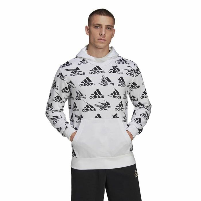 Sudadera con Capucha Hombre Adidas Essentials Brandlove Blanco Sudadera con Capucha Hombre Adidas Essentials Brandlove Blanco
