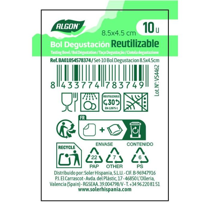 Set de 10 boles de degustación Algon 8.5x4.5 cm - Inde (24 Cajas) 5 Set de 10 boles de degustación Algon 8.5x4.5 cm - Inde (24 Cajas) 5