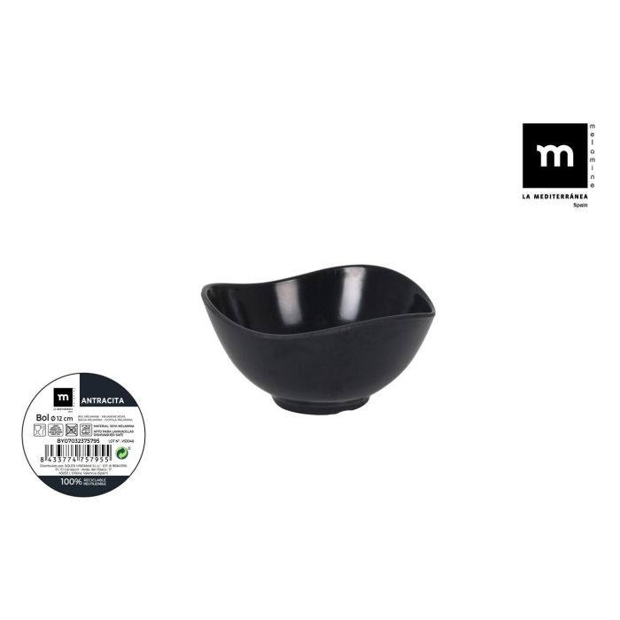 Bol de melamina antracita 12 cm, 270 ml - La Mediterranea (24 Unidades) Bol de melamina antracita 12 cm, 270 ml - La Mediterranea (24 Unidades)