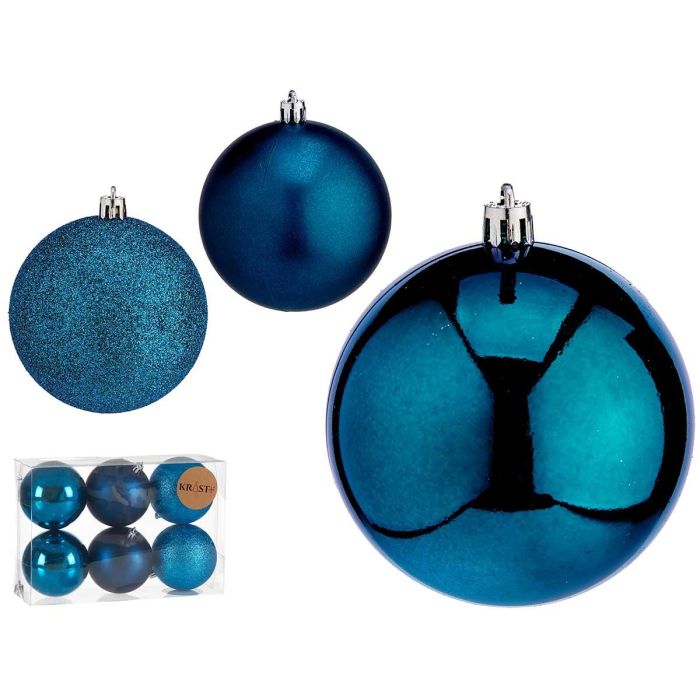 Set 6 Bolas Navidad Color Turquesa 8 cm Krist+ - Decoración en plástico azul (24 Unidades) Set 6 Bolas Navidad Color Turquesa 8 cm Krist+ - Decoración en plástico azul (24 Unidades)