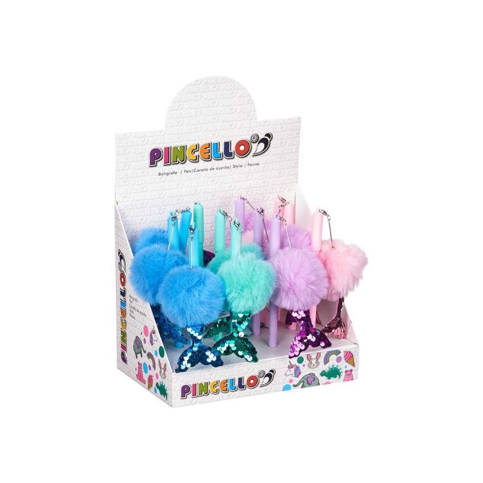 Bolígrafo Pompon Sirenas Pincello - Azul, Morado, Rosa, Verde - 7x18x4.5 cm (24 Unidades) 2 Bolígrafo Pompon Sirenas Pincello - Azul, Morado, Rosa, Verde - 7x18x4.5 cm (24 Unidades) 2