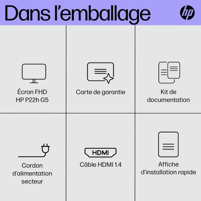 HP Monitor P22h G5 / 21,5" / FHD / VGA-HDMI-DisplayPort / Regulable Altura 13 HP Monitor P22h G5 / 21,5" / FHD / VGA-HDMI-DisplayPort / Regulable Altura 13