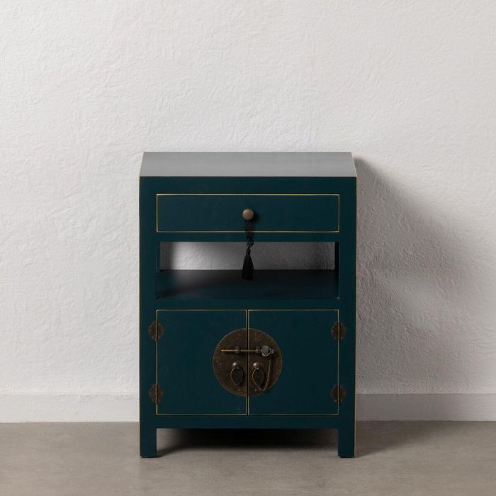 Mesita de Noche ORIENTE Azul Madera MDF 50 x 40 x 66 cm 8 Mesita de Noche ORIENTE Azul Madera MDF 50 x 40 x 66 cm 8
