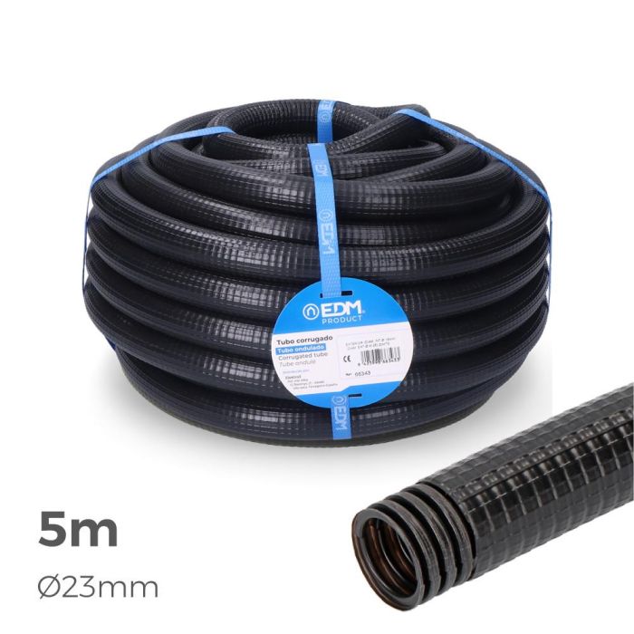 Edm Corrugado para exterior, medida interior 23mm, exterior 32mm, longitud 5m, m-32