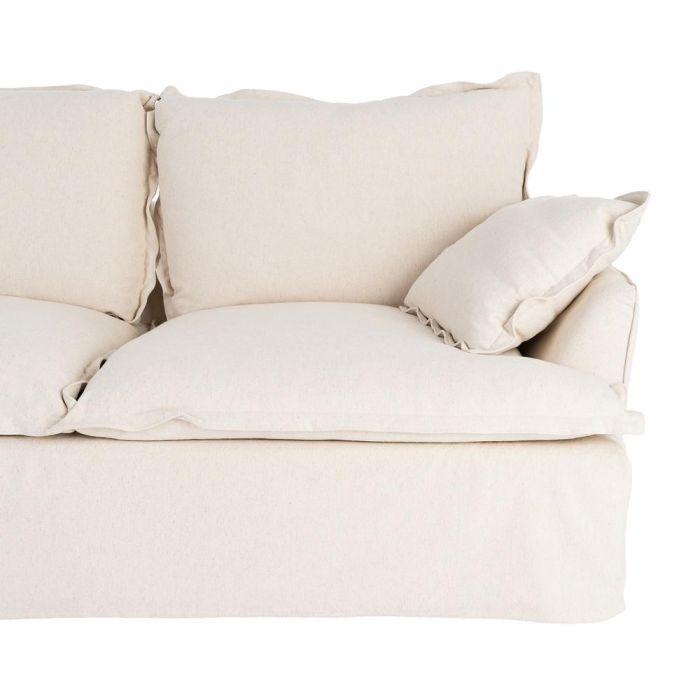 Sofá 2 Plazas Beige Madera / Tejido 200 X 109 X 90 cm