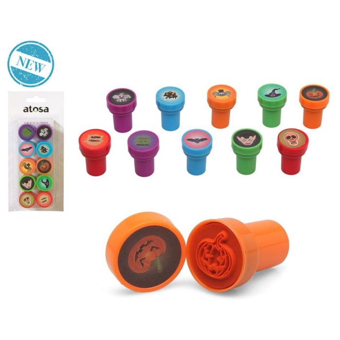 Set De 10 Sellos De Halloween Infantiles Con Diseños Variados