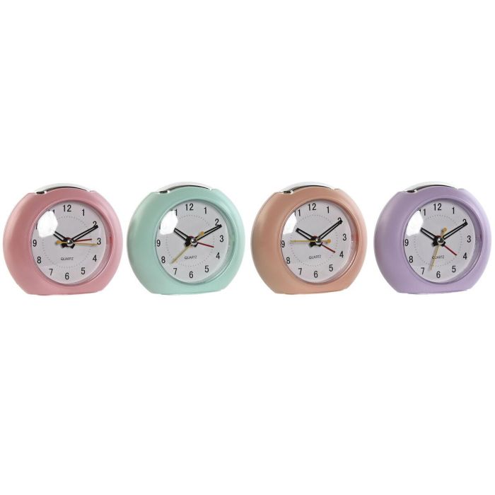 DKD Home Decor Reloj Despertador 4.7 x 9 x 10 cm Verde Menta y Rosa (4 Unidades)