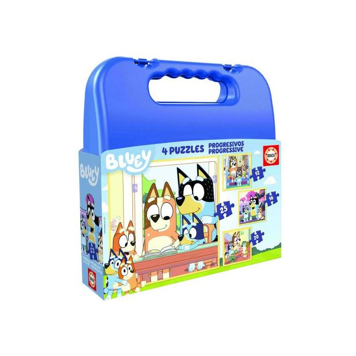 Educa Maleta Puzzles 19830 Bluey para Niños con Licencia Oficial, Organizador de Plástico