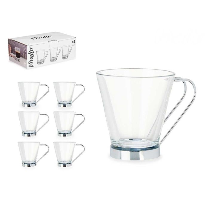 Taza de Vidrio con Asa de Metal 85 ml para Café Vivalto - 8.5x6.9x6 cm (72 Unidades) Taza de Vidrio con Asa de Metal 85 ml para Café Vivalto - 8.5x6.9x6 cm (72 Unidades)