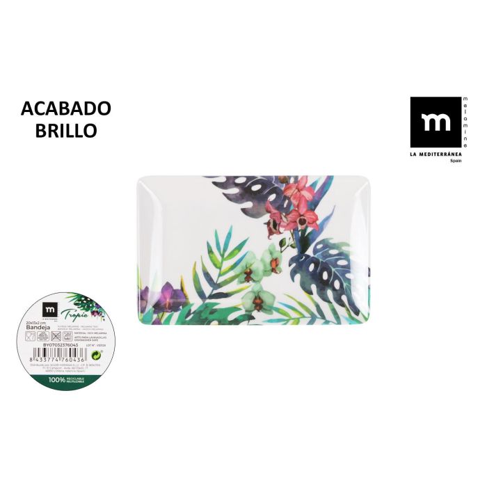 Bandeja de Melamina Tropic 20x13x2 cm Brillo - La Mediterranea (24 Unidades) Bandeja de Melamina Tropic 20x13x2 cm Brillo - La Mediterranea (24 Unidades)