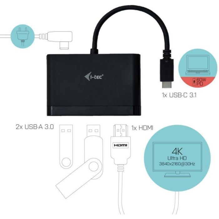 Adaptador USB i-Tec C31DTPDHDMI Negro 2 Adaptador USB i-Tec C31DTPDHDMI Negro 2
