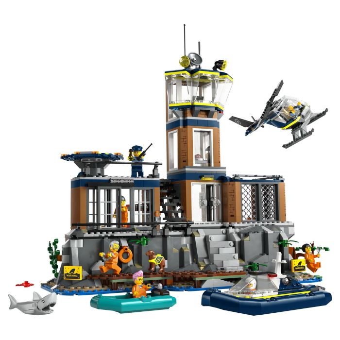 LEGO 60419 City Prisión de Policía de Aguas Profundas Juguete con Helicóptero Barco 7 Minifiguras Figura de Perro