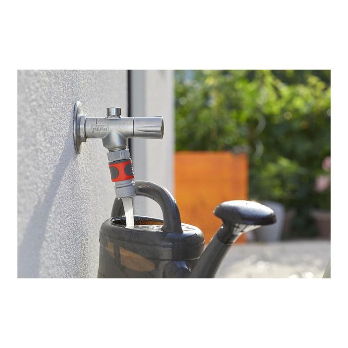 Gardena Conector difusor roscado para grifo, chorro difuminado, polipropileno, tratamiento anti UV, gris/naranja 1 Gardena Conector difusor roscado para grifo, chorro difuminado, polipropileno, tratamiento anti UV, gris/naranja 1