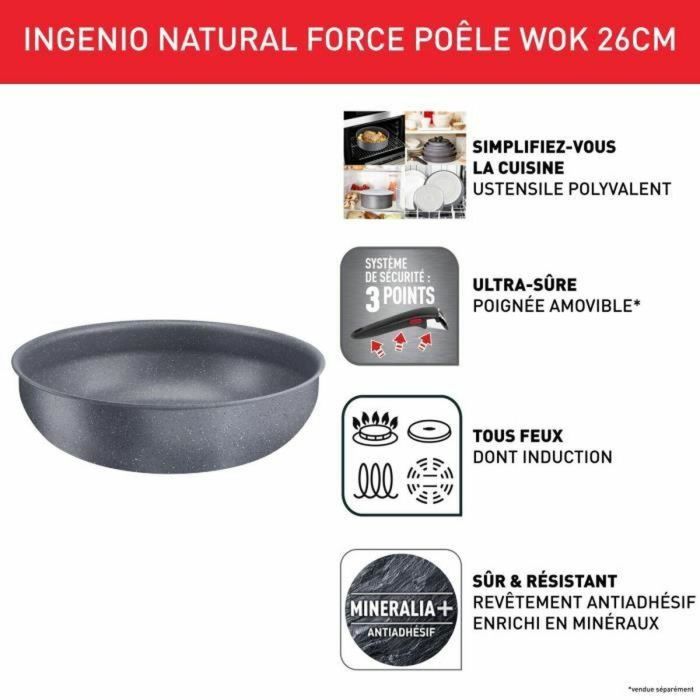 TEFAL INGENIO Natural Force Wok 26 cm, Inducción, Antiadherente, Apilable, Apto para lavavajillas, Hecho en Francia L3967702 5