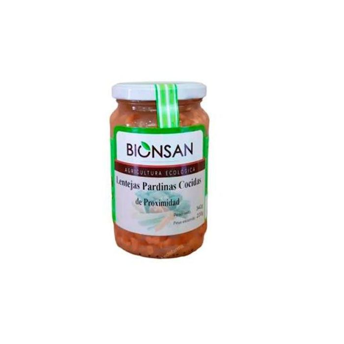 BIONSAN Lentejas Pardinas Cocidas Ecológicas 220g - Legumbre Pequeña Entera y Firme, Ricas en Hierro y Magnesio