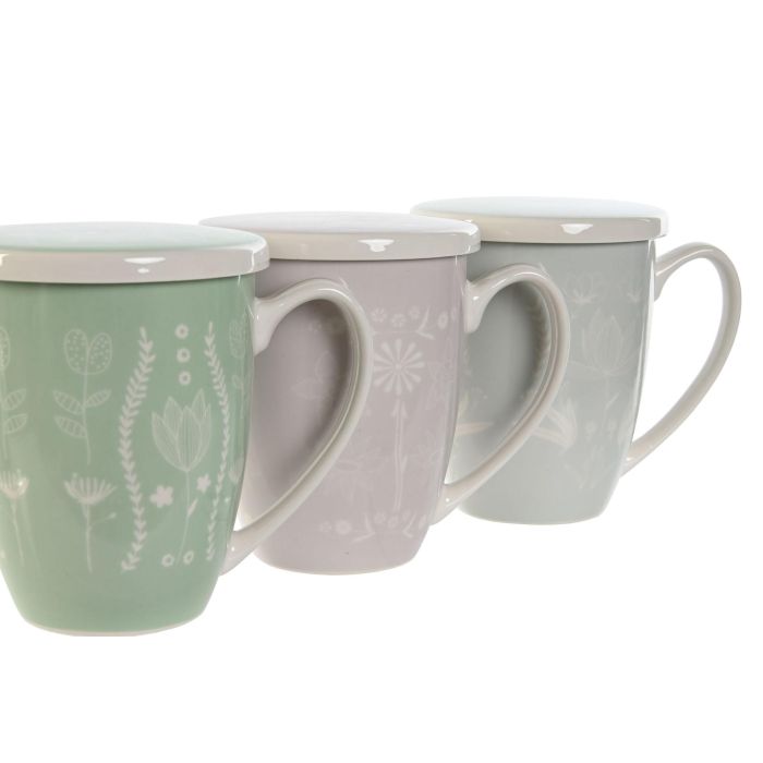 Mug Infusiones Scandi DKD Home Decor Verde Rosa Palo 9 x 11 x 12 cm (6 Unidades) 1