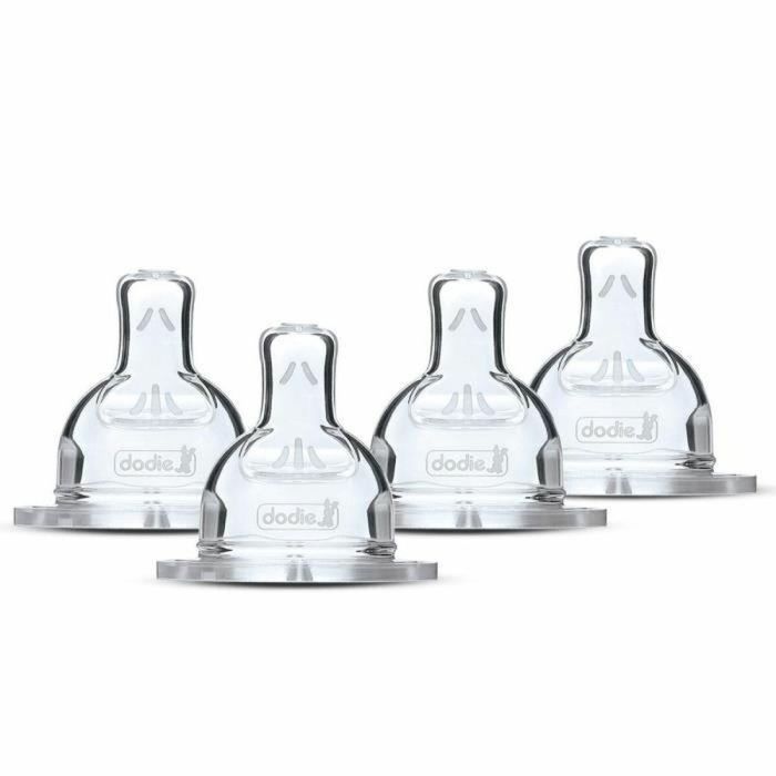 Dodie DOD3700763511078 Juego de 4 Tetinas para Biberón Diseño Flat, Flujo Nivel 3