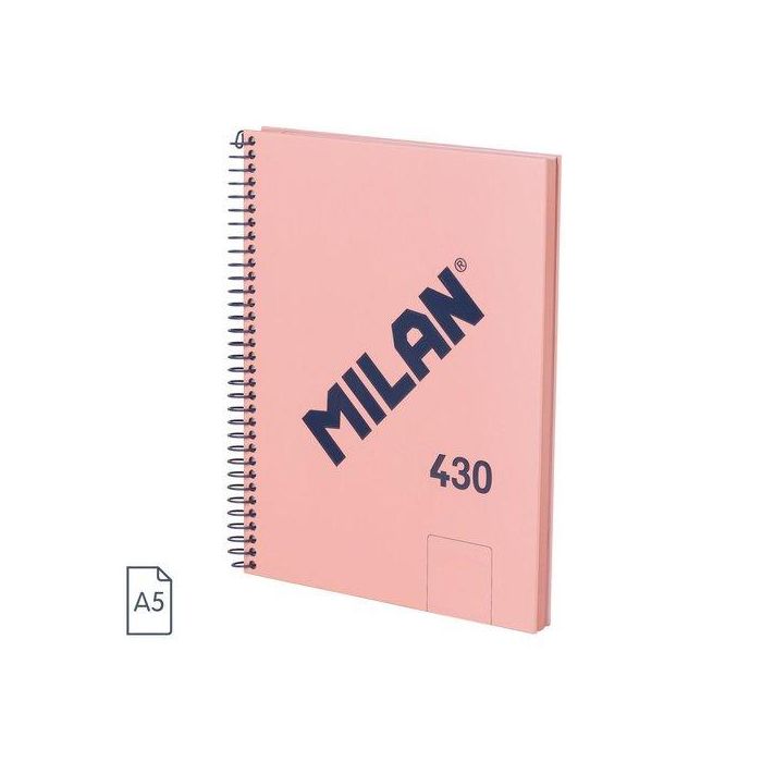 Milan Cuaderno A5 Tapa Dura Espiral Colección 430 Since 1918 Rosa 57151E80P 80 Hojas Blancas 95 G/M²