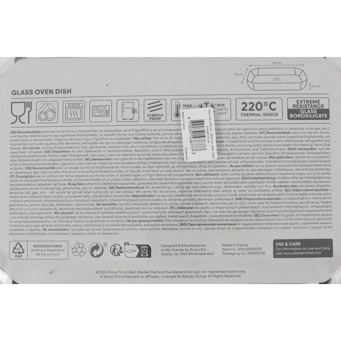Fuente para horno rectangular 33 x 22 cm 3.2L Masterc - Inde (5 Unidades) 2 Fuente para horno rectangular 33 x 22 cm 3.2L Masterc - Inde (5 Unidades) 2