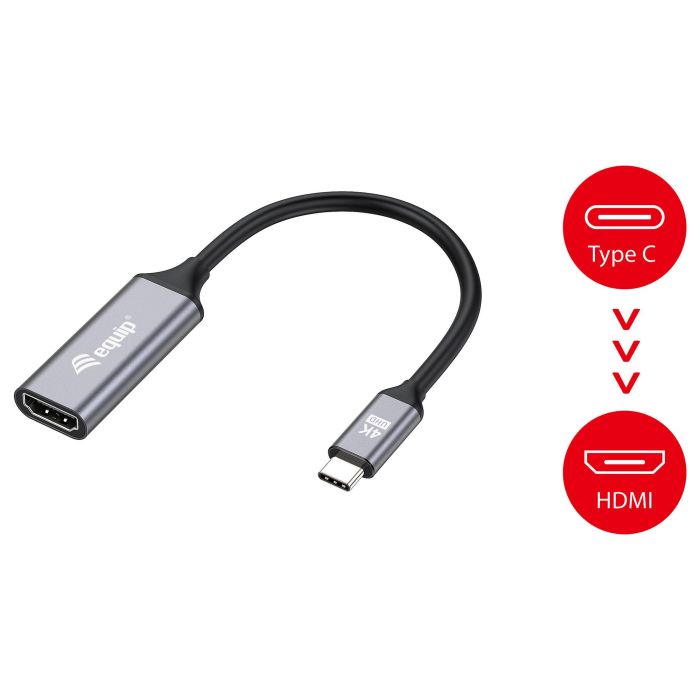 Equip Adaptador USB-C a HDMI 2.0 4K 60Hz - Cable para Conectar Portátiles, Tablets o Smartphones a Pantallas HDMI 4