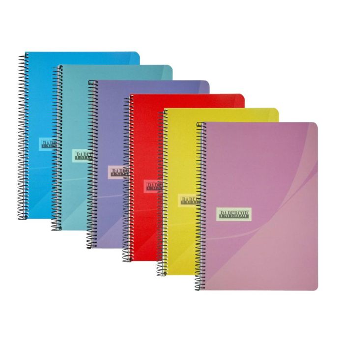 Cuaderno Espiral Papercop Cuarto Tapa Plastico 80H 90 gr Rayado Horizontal Con Margen Colores Surtidos 6 unidades 1