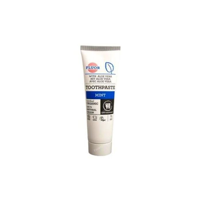 URTEKRAM Dentífrico Menta-Aloe con Flúor 75ml – Eco Vegan Orgánico para Encías y Protección Antiplaca