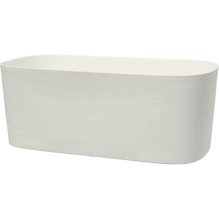 Garden Id 08310401 Jardinera Respect con Reserva de Agua, Blanco, 50x17 cm, 100% Reciclable de Residuos Domésticos, Superficie Estructurada
