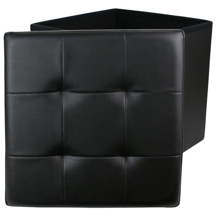 Home Deco Factory Caja Puf Plegable Negro con Almacenamiento y Asiento 1