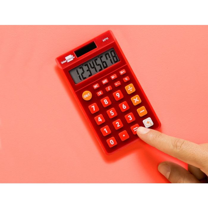 Calculadora Liderpapel Bolsillo Xf11 8 Digitos Solar Y Pilas Color Rojo 115x65x8 mm 5