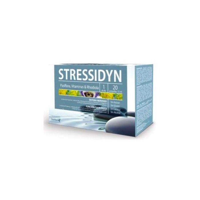 DIETMED Stressidyn 20Amp. Complemento alimenticio para estrés, nerviosismo, irritabilidad y cansancio mental con Rodiola, Pasiflora y Manzanilla