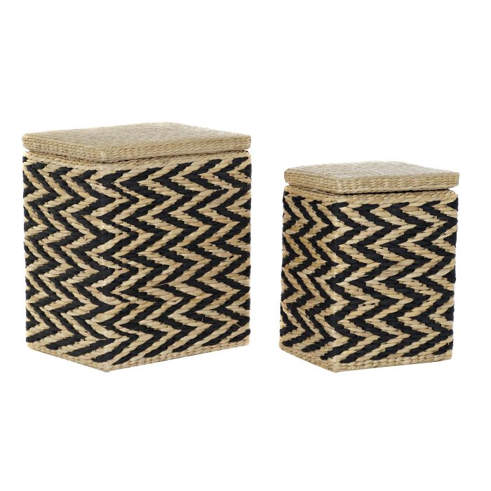 Cesta Ropa Colonial DKD Home Decor Negro Natural 32 x 50.5 x 43 cm Set de 2 Cesta Ropa Colonial DKD Home Decor Negro Natural 32 x 50.5 x 43 cm Set de 2