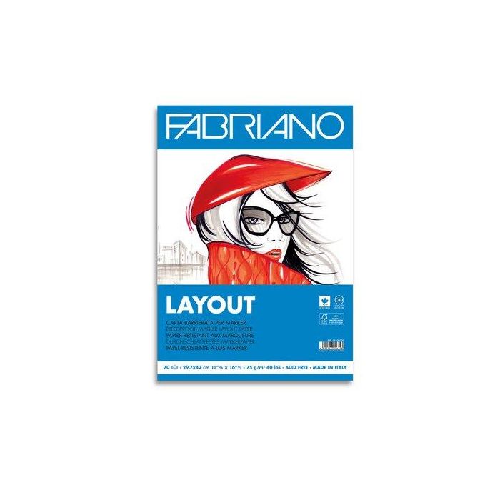 Bloc De Dibujo Fabriano Layout-Marker Encolado A3 75G 70H