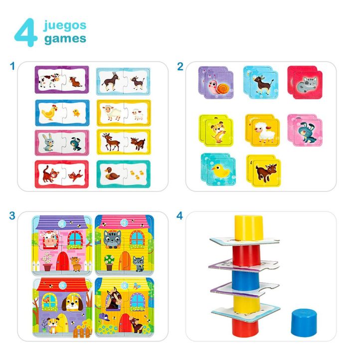Lisciani Giochi Carotina Baby - 4 Juegos en 1: Truco, Lógica, Memo, Puzzle - 25 Piezas de Colores para Apilar - Niños y Niñas +12 Meses 6