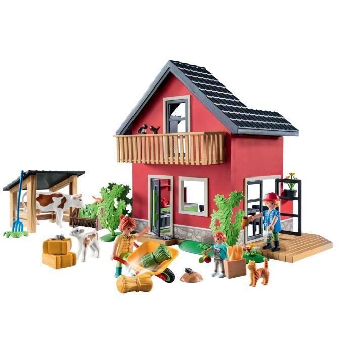 Casa de campo amueblada con zona de estar y dormir, con carretilla y vaca playmobil country 1 Casa de campo amueblada con zona de estar y dormir, con carretilla y vaca playmobil country 1