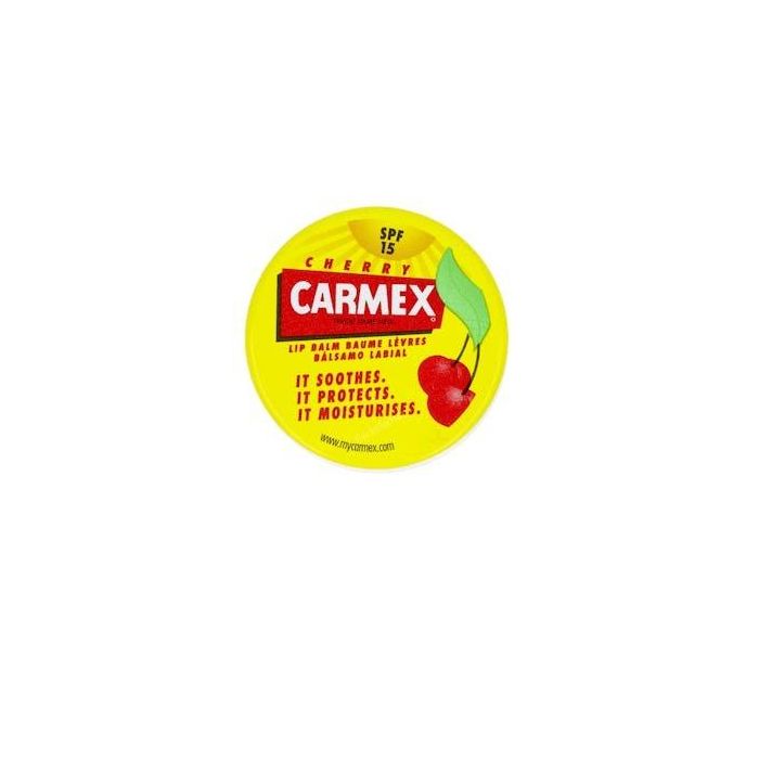 Carmex Bálsamo Labial Hidratante y Protector CEREZA SPF15 en Tarro de 7,5g para Labios Agrietados y Secos. Confort y Restauración.