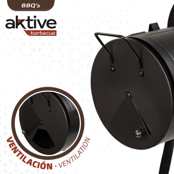 Barbacoa de Carbón con Ruedas Aktive Acero Plástico Metal esmaltado 106 x 106 x 61 cm Negro 3 Barbacoa de Carbón con Ruedas Aktive Acero Plástico Metal esmaltado 106 x 106 x 61 cm Negro 3