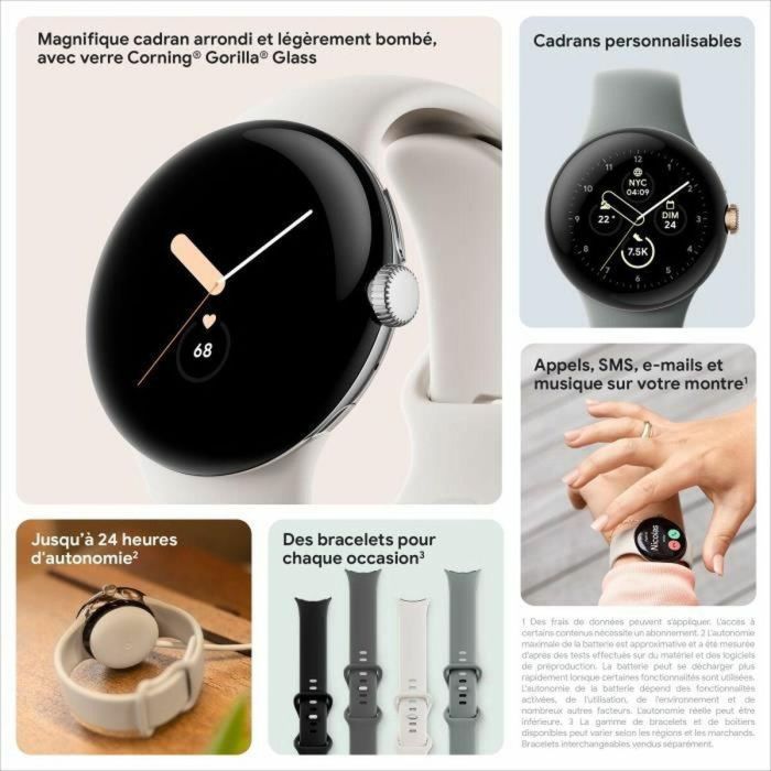 Google Pixel Watch 41mm polished silver stainless steel con correa charcoal active band 3 Google Pixel Watch 41mm polished silver stainless steel con correa charcoal active band 3