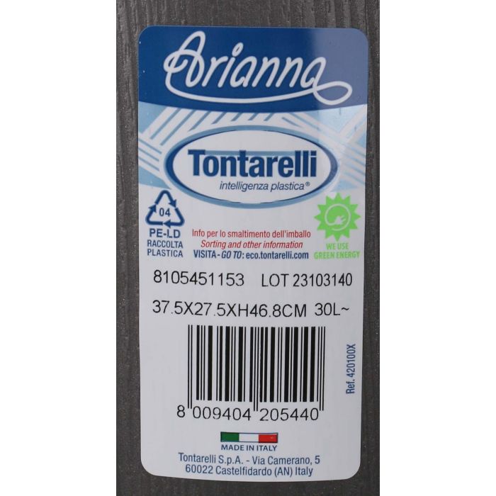 Tontarelli Pongotodo con Tapa 30 L Arianna Grafito 37.5x27.5x47 cm (6 Unidades) 5