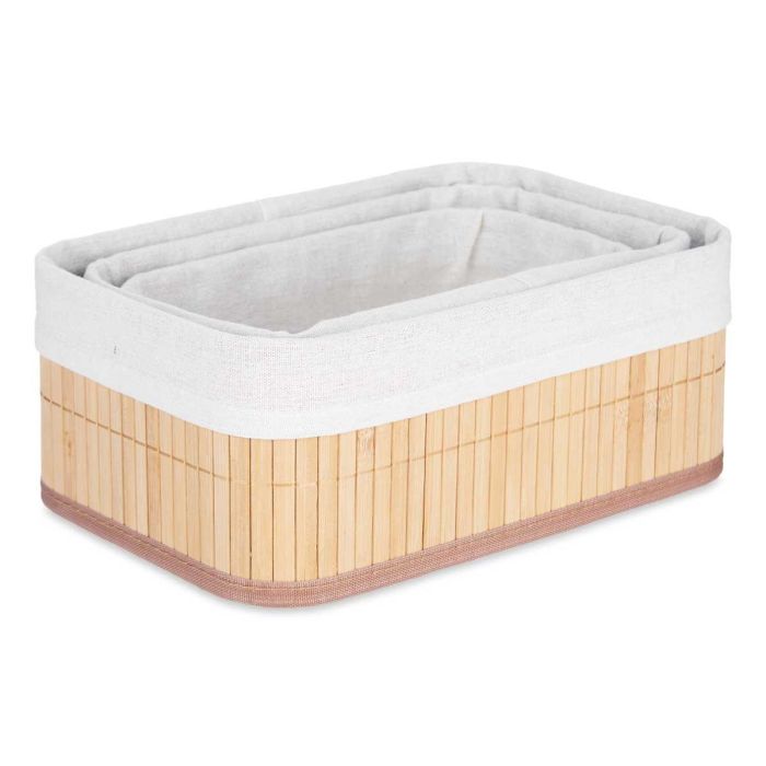 Set 3 Organizadores Bambu Tela Natural Rectangular Kipit 31X12CM (4 Unidades) 4 Set 3 Organizadores Bambu Tela Natural Rectangular Kipit 31X12CM (4 Unidades) 4