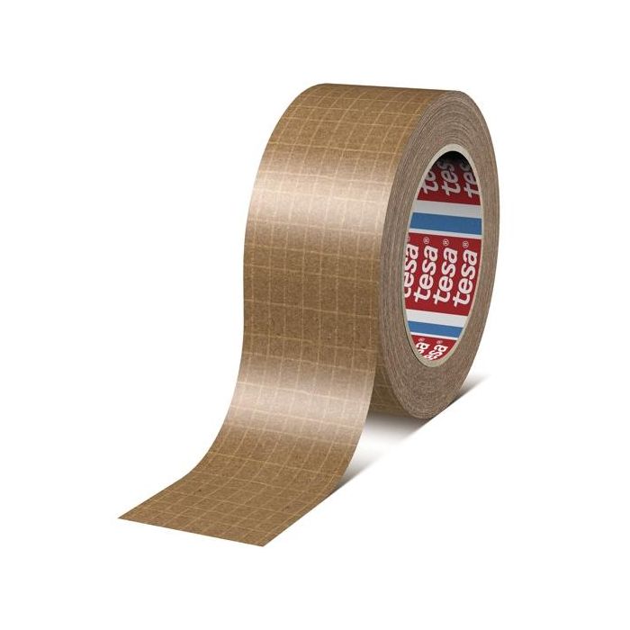 Tesa cinta de embalaje tesapack estándar rollo 25mx50mm papel reforzado con filamentos marrón