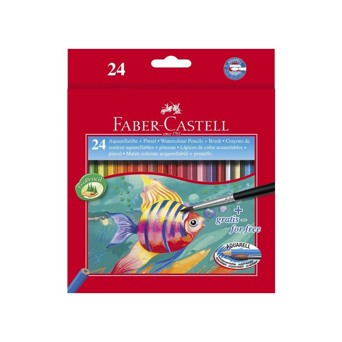 Faber Castell Lápices de colores acuarelables classic + pincel estuche de 24 c/surtidos
