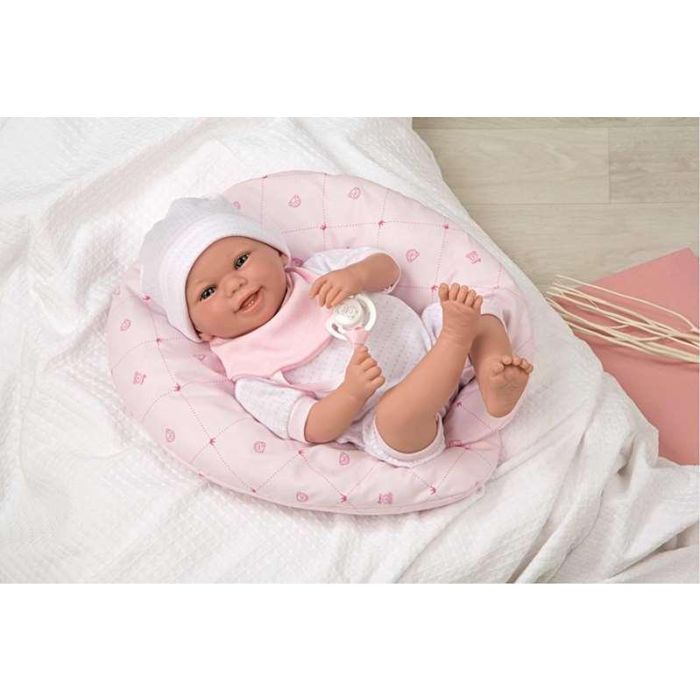 Muñeca Elegance Edur 40 cm con cuerpo blando, traje rosa y cojin (muñeco con peso) 1