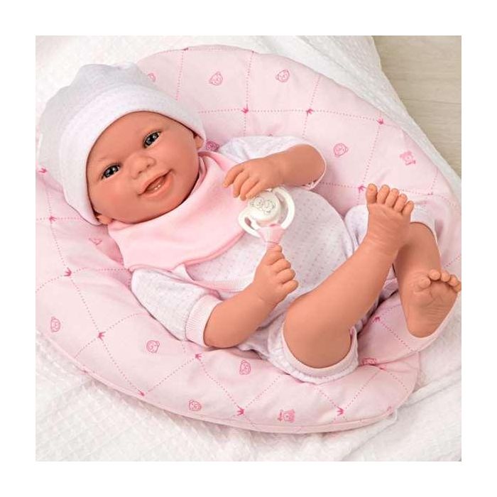 Muñeca Elegance Edur 40 cm con cuerpo blando, traje rosa y cojin (muñeco con peso) 10