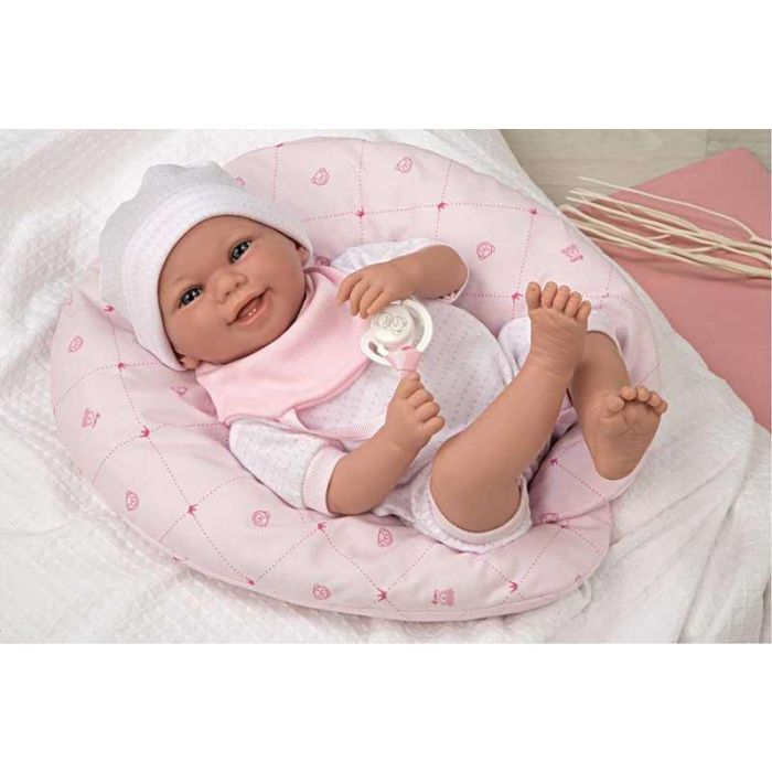 Muñeca Elegance Edur 40 cm con cuerpo blando, traje rosa y cojin (muñeco con peso) 13