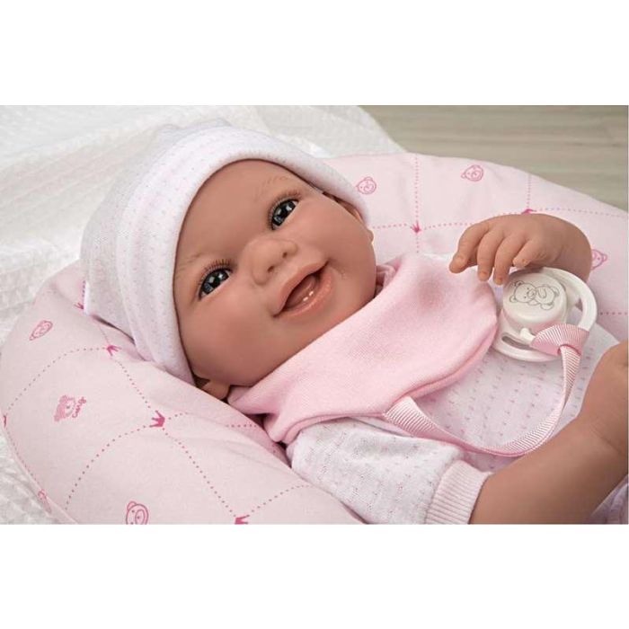 Muñeca Elegance Edur 40 cm con cuerpo blando, traje rosa y cojin (muñeco con peso) 15