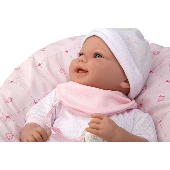 Muñeca Elegance Edur 40 cm con cuerpo blando, traje rosa y cojin (muñeco con peso) 18