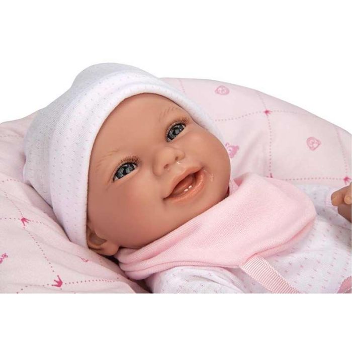 Muñeca Elegance Edur 40 cm con cuerpo blando, traje rosa y cojin (muñeco con peso) 19