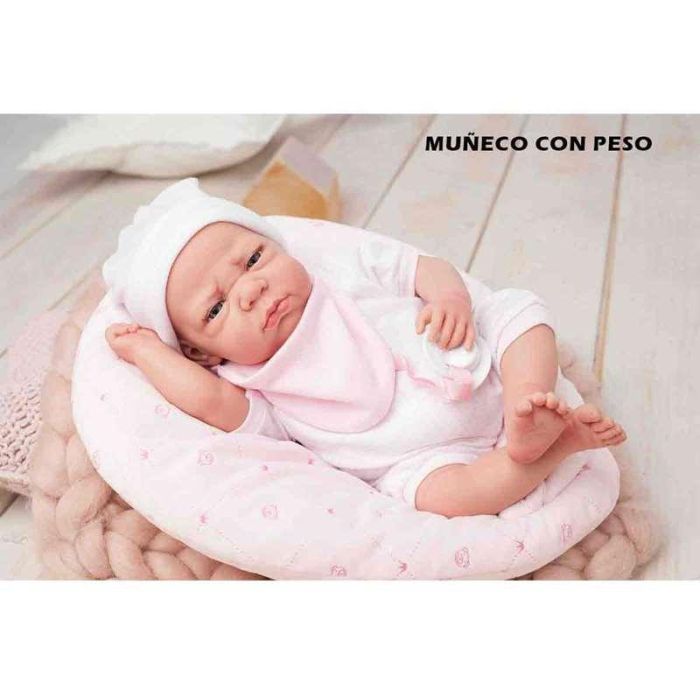 Muñeca Elegance Edur 40 cm con cuerpo blando, traje rosa y cojin (muñeco con peso) 2